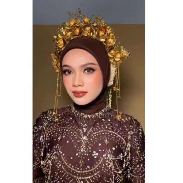headpiece mahkota pengantin, headpiece bando pengantin, mahkota pengantin adat melayu, mahkota kunin