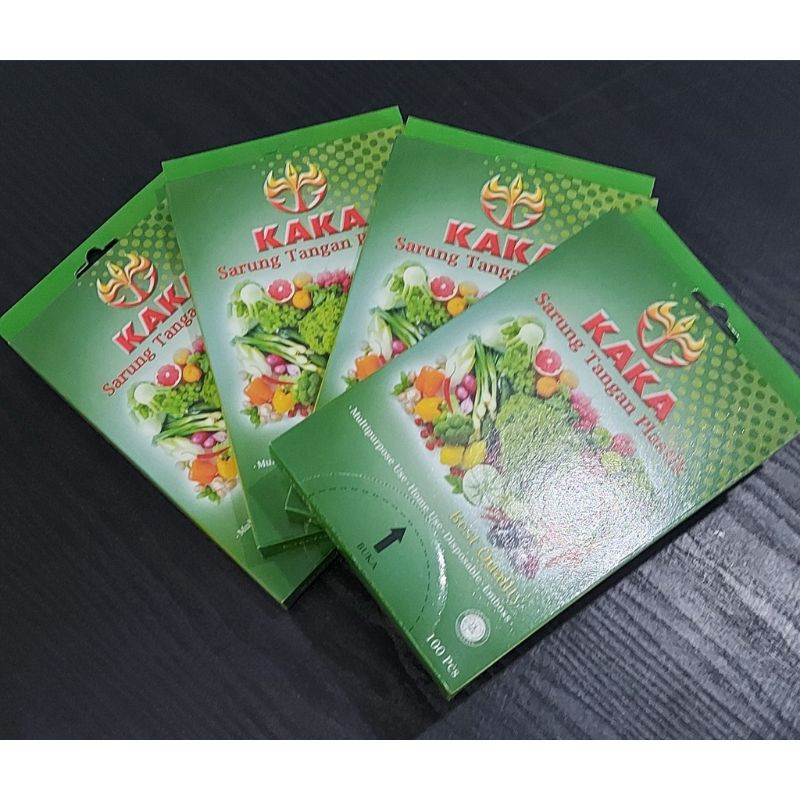 [1 KARTON] 75 PACK SARUNG TANGAN PLASTIK KAKA (1 PACK 100 LEMBAR/50PASANG)