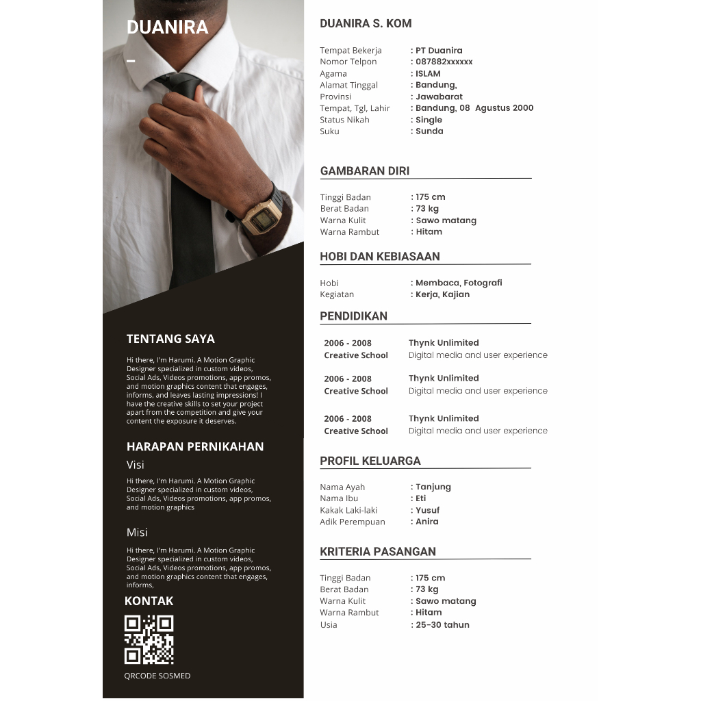 

CV TAARUF TEMA 01 MINIMALIST AUTO DI TERIMA CALON