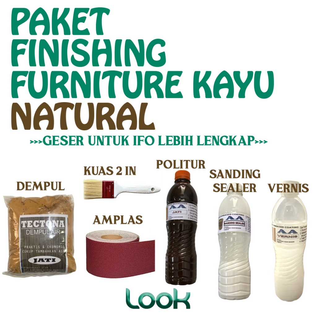 PAKET FINISHING FURNITURE KAYU Plitur kayu mengkilap Siap pakai anti ribet |1 BOTOL POLITUR AA 500ML