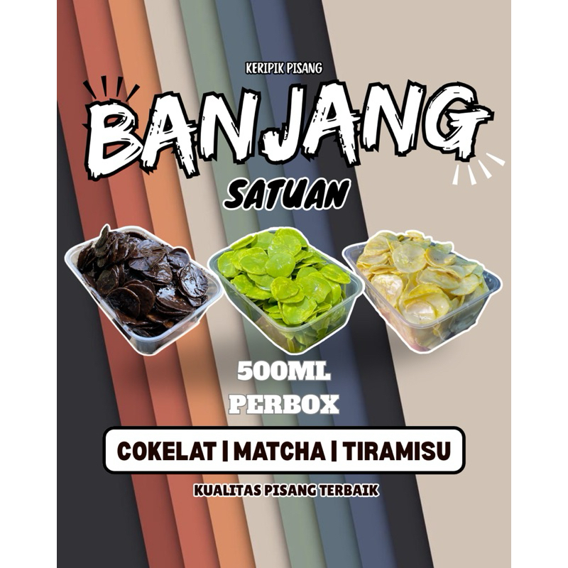 

keripik pisang lumer khas lumjang dengan tiga varian rasa cokelat/matcha/tiramisu ukuran 500ml