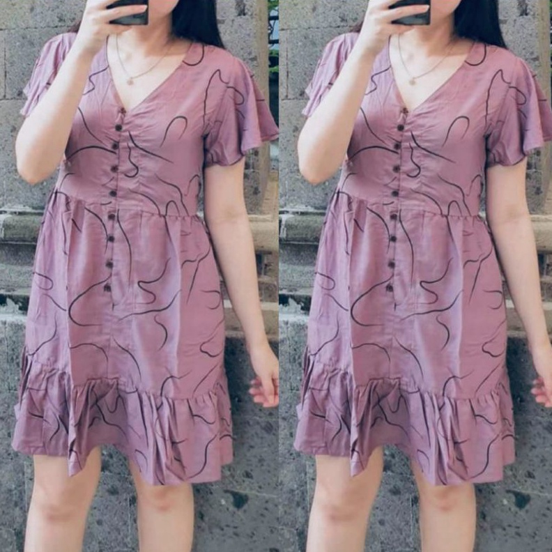 KODE Y94Y Daster Busui Friendly Mini Terbaru Kancing Motif Salur Kekinian Dress Sexy Rempel Muter Pr