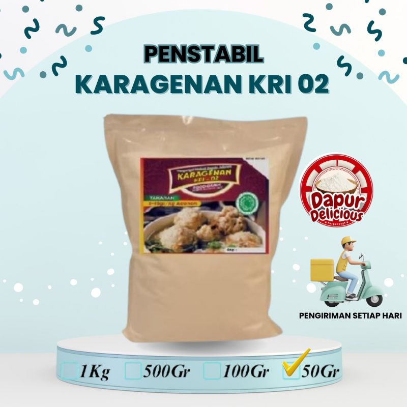 

KRI-02 Food Grade (50gr) (Kappa | Semi Refine | Modified) / Pengenyal & Penstabil Bakso, Siomay, Pempek dll