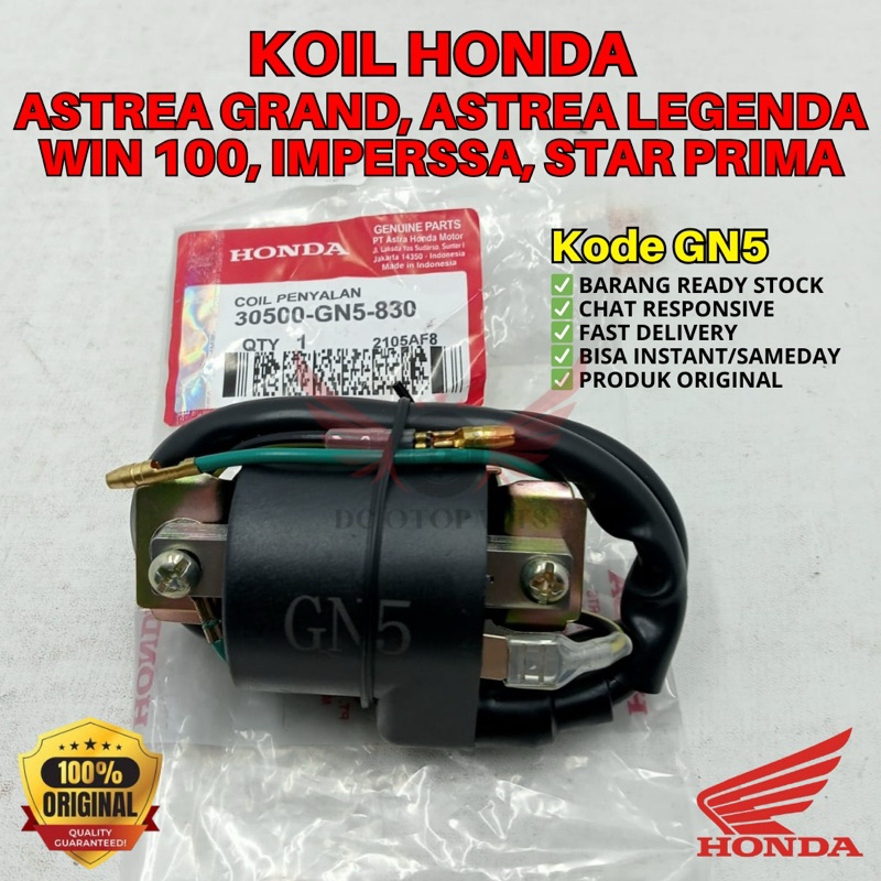 GN5 KOIL ASTREA GRAND ORIGINAL AHM HONDA, KOIL ORIGINAL LEGENDA, KOIL WIN 100, KOIL IMPERSSA, KOIL S