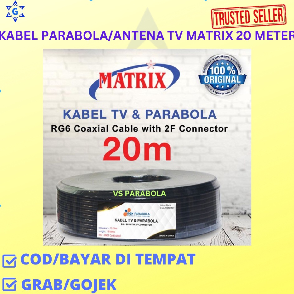 KABEL PARABOLA MATRIX RG 6 PANJANG 2 METER