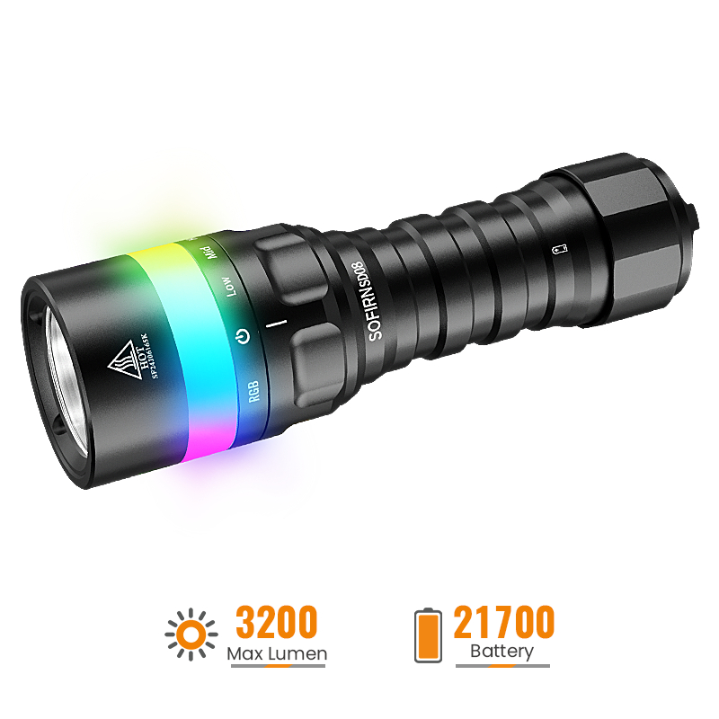 SOFIRN SD08 3200LM 385M 21700 Rotary Scuba Diving Light Senter Selam