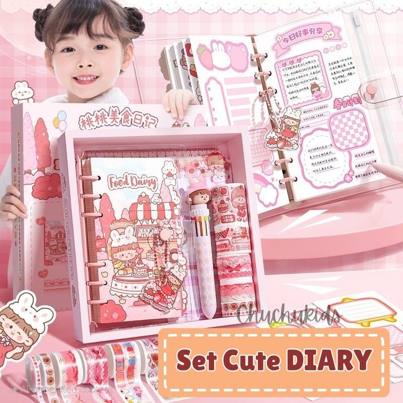 

Buku Binder Diary Aesthetic Lucu Set Gift Notes Alat Tulis Hadiah Stationary Anak perempuan A6 Lucu