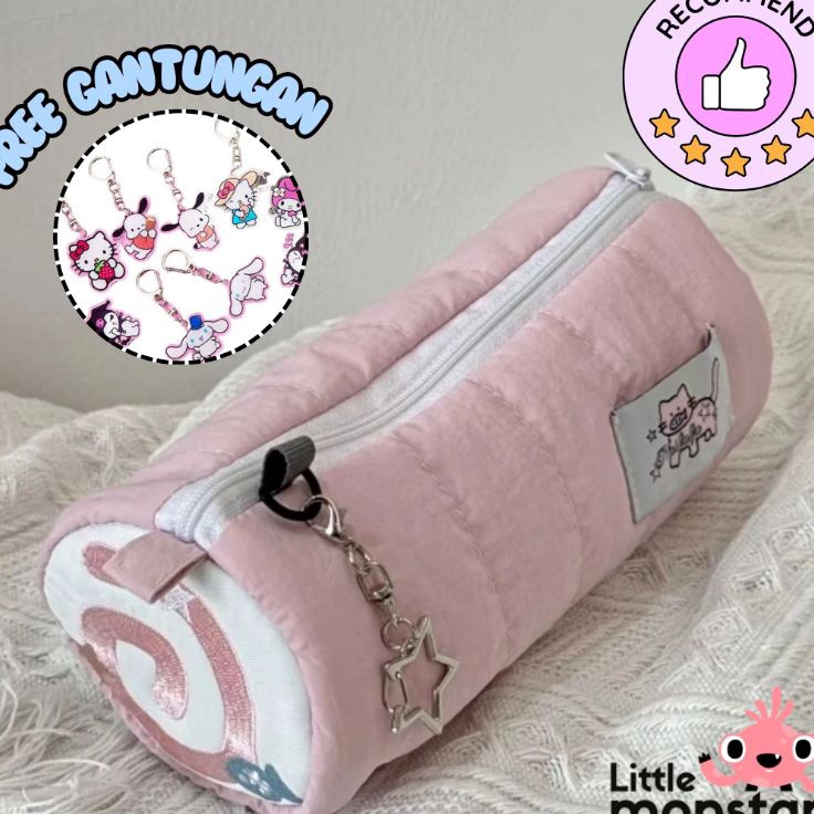 

aesthetic korea t pensil Korea Roll Cake Tas Makeup Roll Cake Premium FREE GANTUNGAN KUNCI SB2