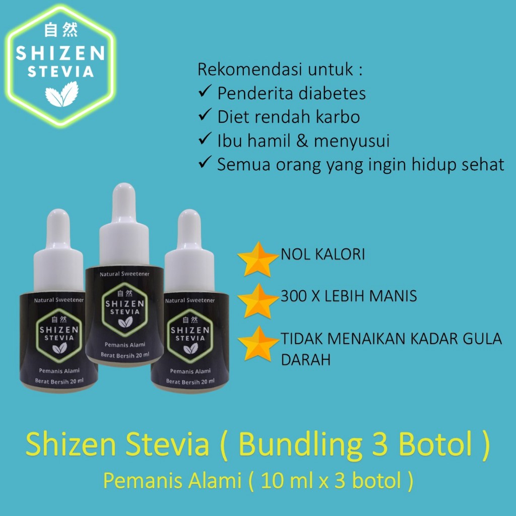 

Shizen Stevia Cair Natural Sweetener Bottle ( Dapet 3 Botol )