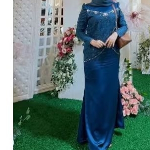longdress bridesmaids muslim terbaru bahan satin silk maxmara premium kombinasi brokat mewah