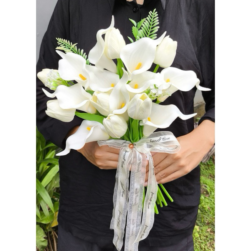 READY Calla Lily Tulip Bridal Bouquet/wedding bouquet/buket bunga calla lily tulip/handbuket/handbou