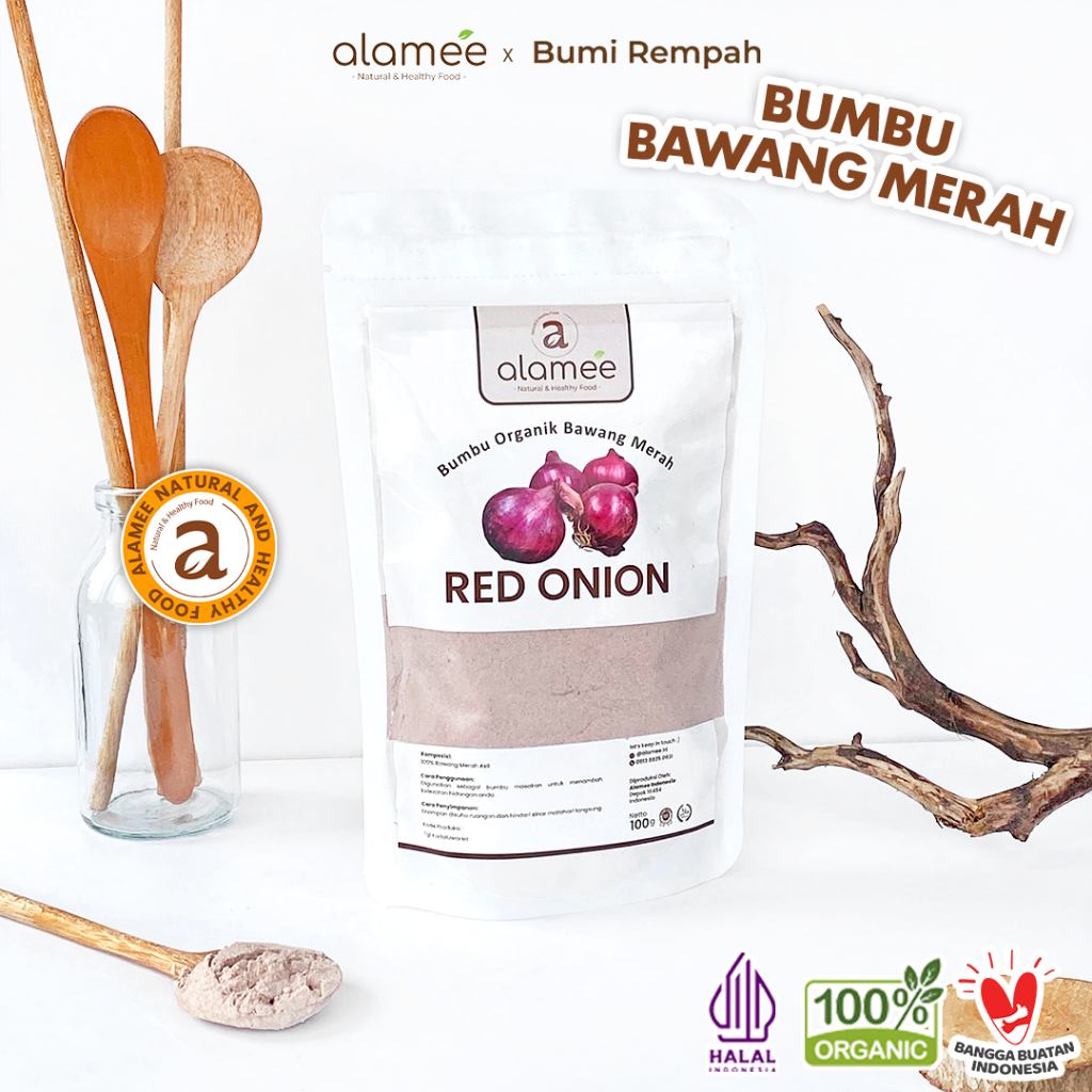 

ALAMEE Bawang Merah Bubuk Red Onion Seasoning Powder Bumbu Dapur Organik Masak Tanpa Campuran 100g