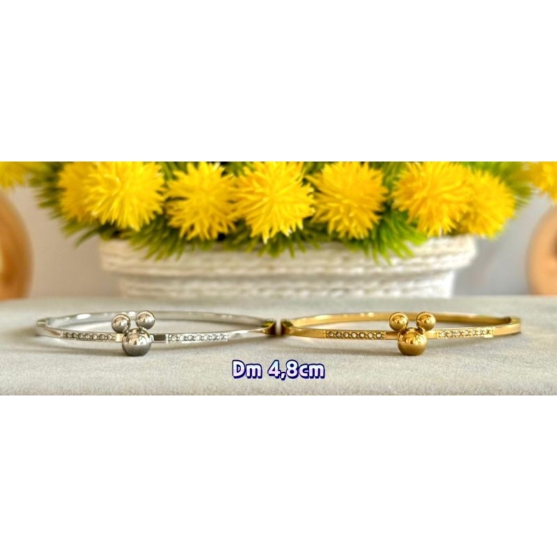 Gelang bangle anak titanium mickey