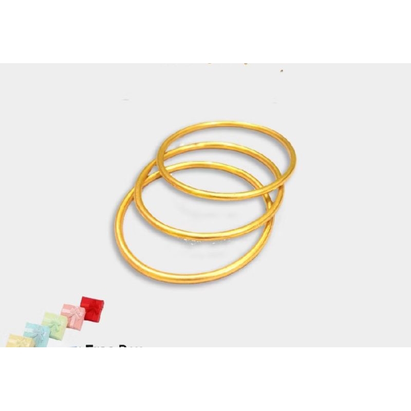 Gelang Keroncong Titanium isi 3 Dilapisi Emas Muda Gelang Wanita Replika Perhiasan Premium