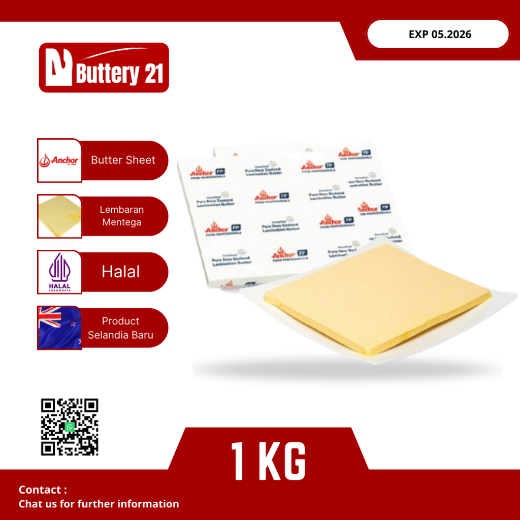 ANCHOR UNSALTED BUTTER SHEET 1 KG/ANCHOR UNSALTED LEPES 1 KG/BUTTER SHEET