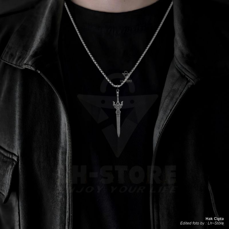 RB Kalung Titanium Liontin P'dang Imam Ali Zulfikar Kaligrafi Arab Islam Muslim Pria Wanita