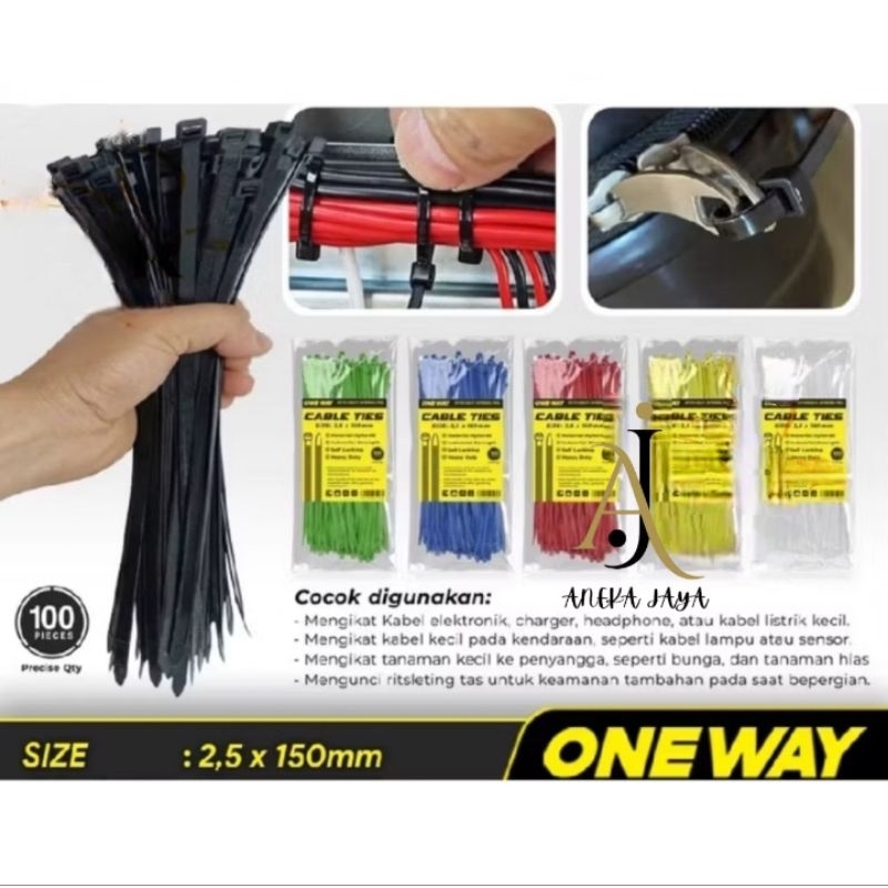 ONE WAY Cable Ties 2,5x150 mm / Cable Ties 2.5x15 Cm / Kabel Ties 2.5x150 mm / Kabel Ties 2.5x15 Cm 