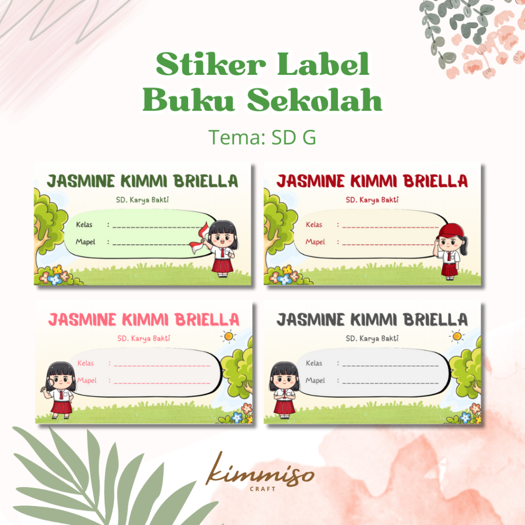 

[Kimmiso] Stiker Label Nama Buku Sekolah Tema ANAK SD GIRLS Harga Satuan (Mohon Baca Deskripsi)