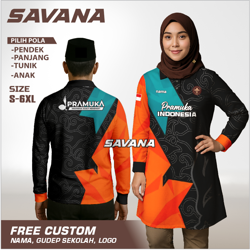 SAVANA - Jersey premium PRAMUKA printing penggalang pdh pdl custom / baju / kaos baju panitia / kaos