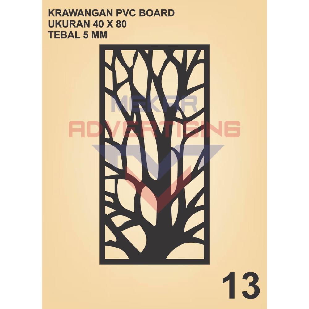 KRAWANGAN PVC BOARD HITAM  / ORNAMEN PVC FOAM BOARD HITAM TEBAL 5MM MODEL 13 UKURAN 40X80