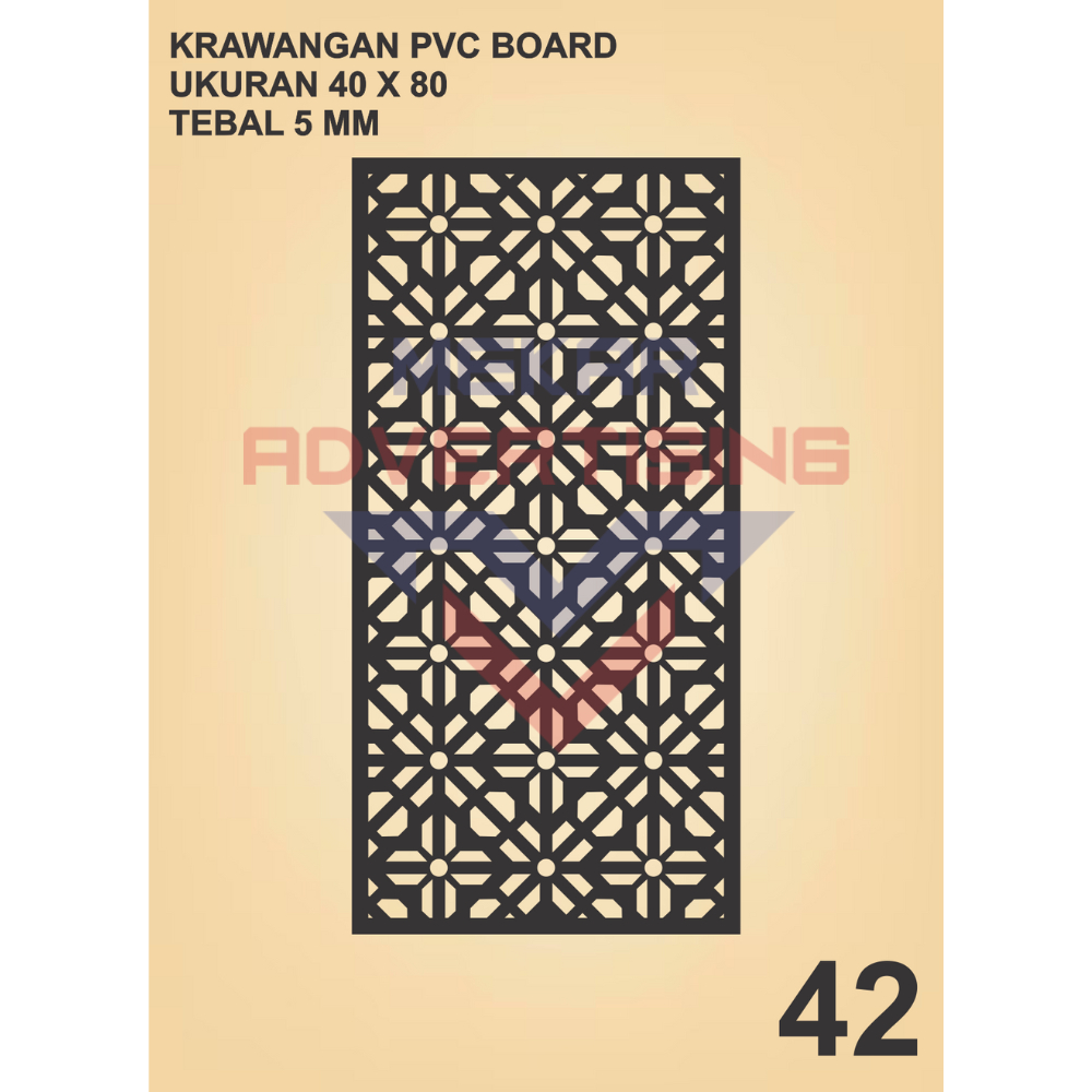 KRAWANGAN PVC BOARD HITAM  / ORNAMEN PVC FOAM BOARD HITAM TEBAL 5MM MODEL 42 UKURAN 40X80