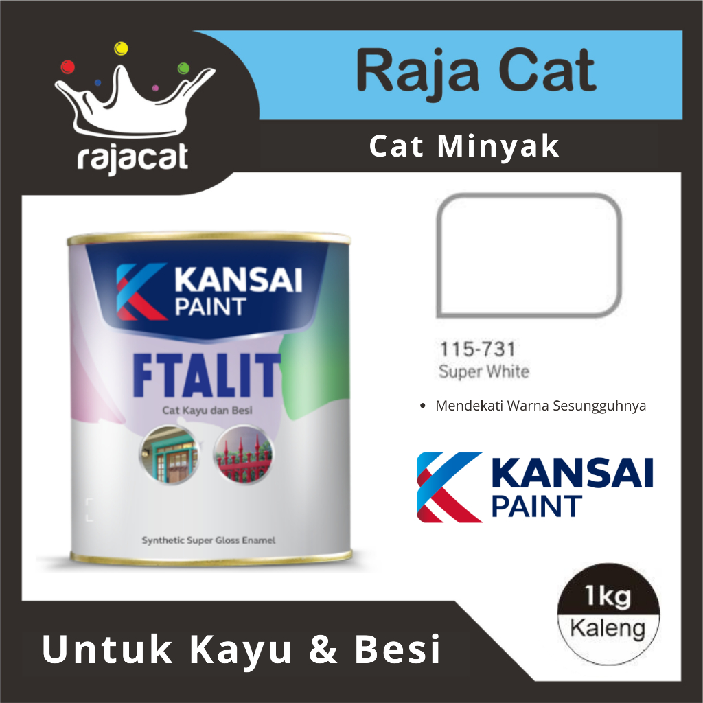 Cat Besi dan Kayu KANSAI FTALIT 1 KG 731 SUPER WHITE Cat Minyak