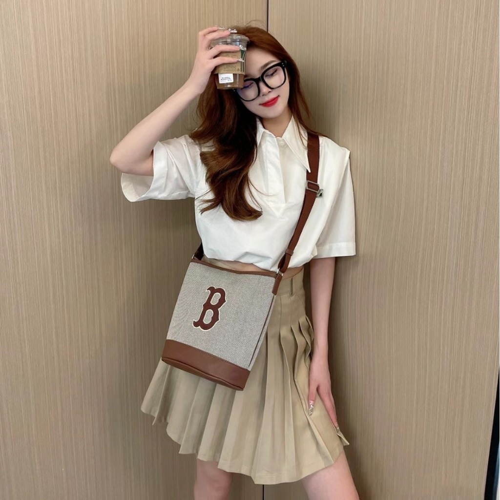 Promo Terbaru Tas Bucket Wanita Mlb-Korea Varsity Basic Canvas Bucket Bag