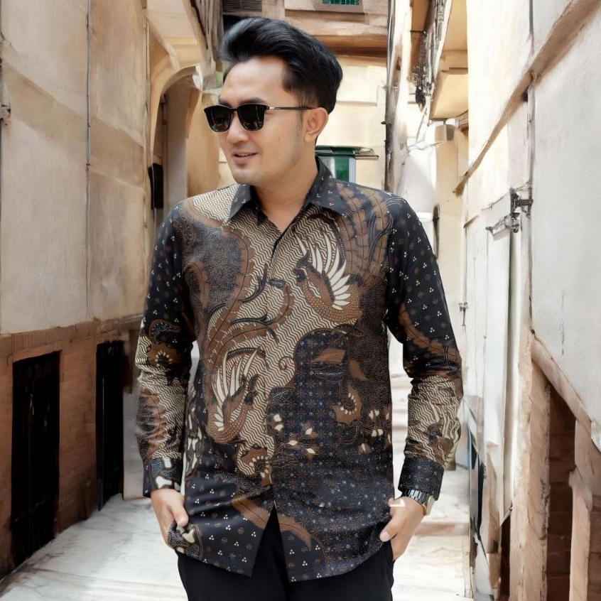 Pakaian Kondangan Pria Batik Lengan Panjang Kekinian / Baju Batik Undangan