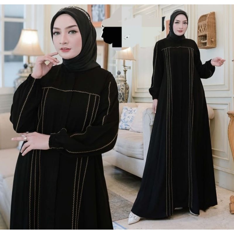 Gms RHT ABAYA HITAM PUTIH SIMPLE ELEGANT