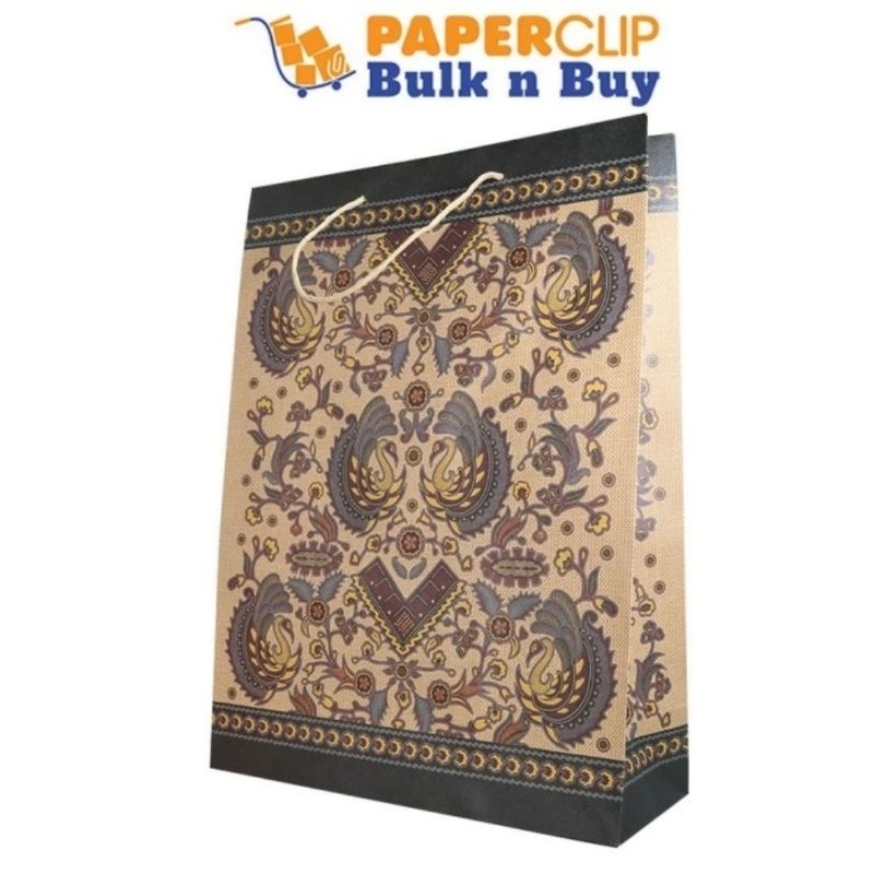 

Paper bag KIKy jumbo tali KRAFT BATIK ( UKR 45 x 33 x13cm)1 pak ( isi 5pcs)