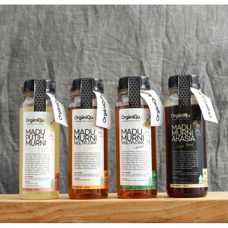 

Madu Murni 315 gr organiQu – Raw Honey Multiflora+ mint , Putih Royal Jelly, Bidara, Ashwagandha | Nektar Bunga Alami**