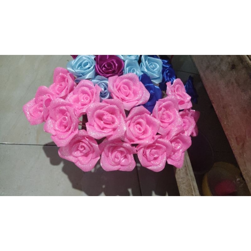 

Bunga Pita Satin 9kelopak/Bunga pita satin pink