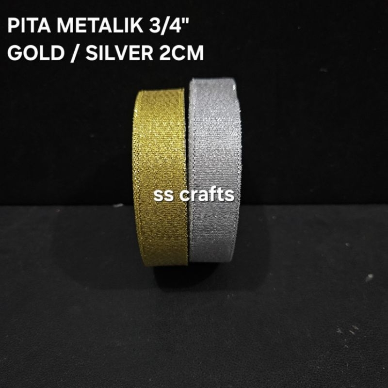 

PITA METALIK EMAS PERAK 2CM / 3/4" / GOLD & SILVER GLITTER RIBBON