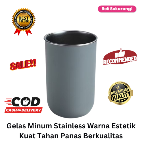 [BISA COD] DISKON Gelas Minum Stainless Warna Estetik Kuat Tahan Panas Berkualitas Wadah Minum Wadah