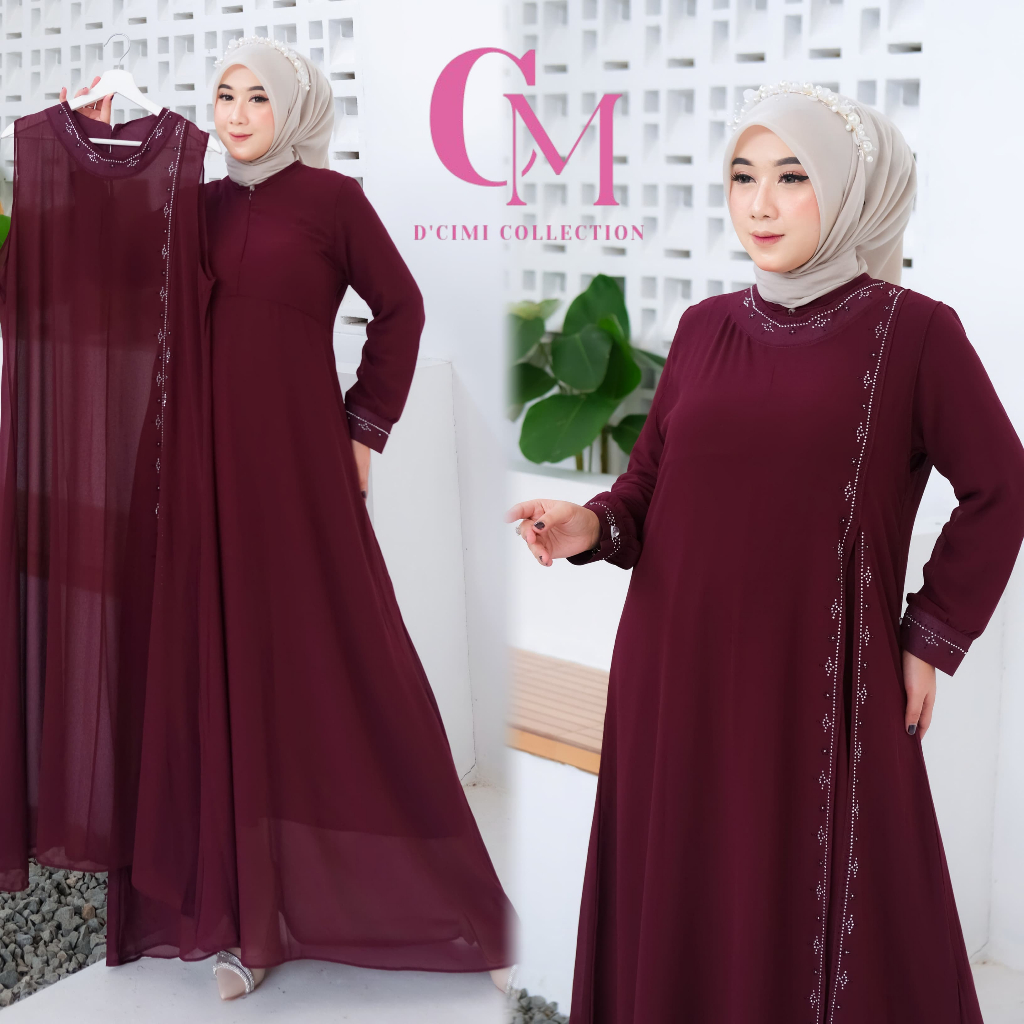 Limited D'Cimi Collection - Natasya Dress Abaya 2In1 Outer Dan Gamis Terpisah Ceruty Babydoll