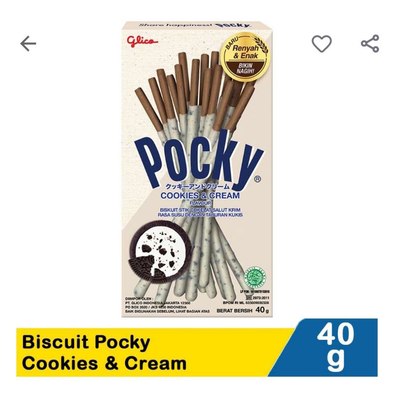 

Glico Biskuit pocky cookies and cream 40G