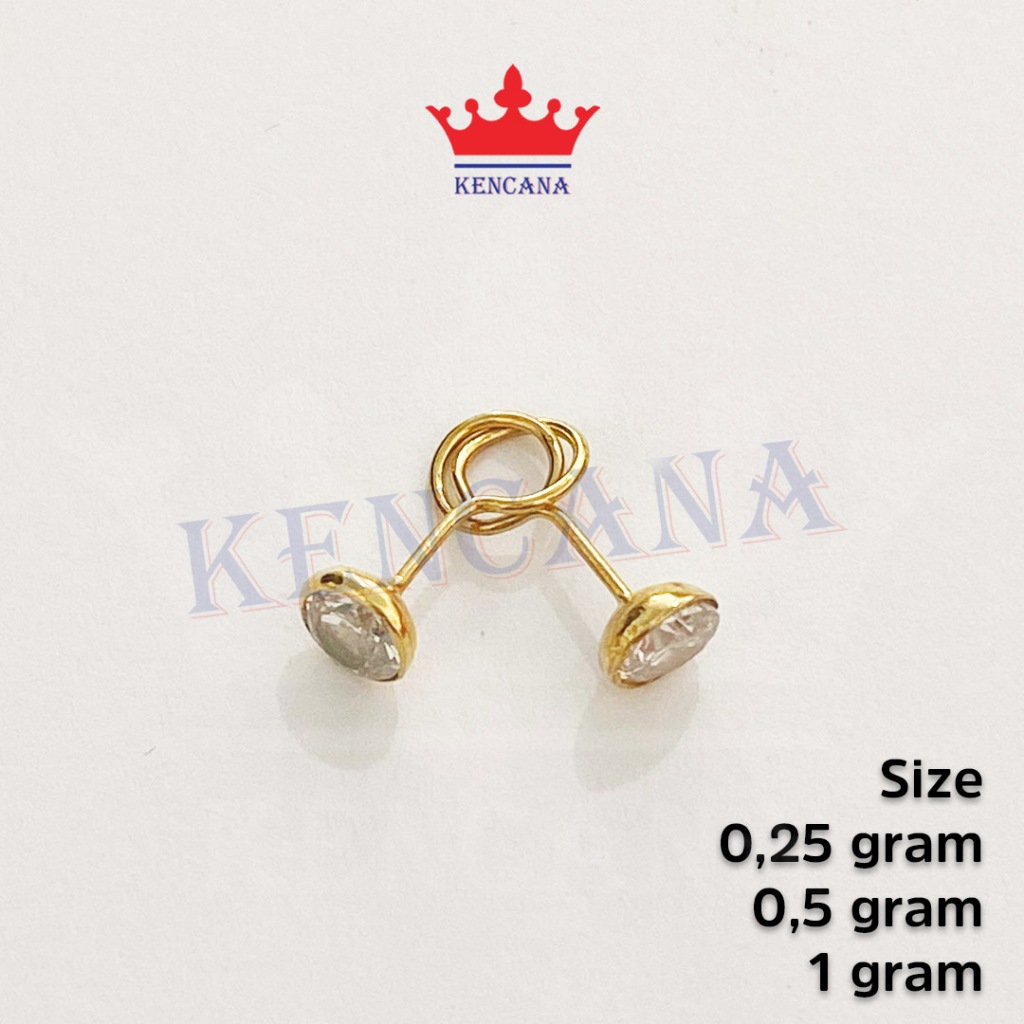 Anting Toge Giwang Tekuk Permata Putih Anak Perak Asli Silver 925 Dewasa Sepuh Emas 24k
