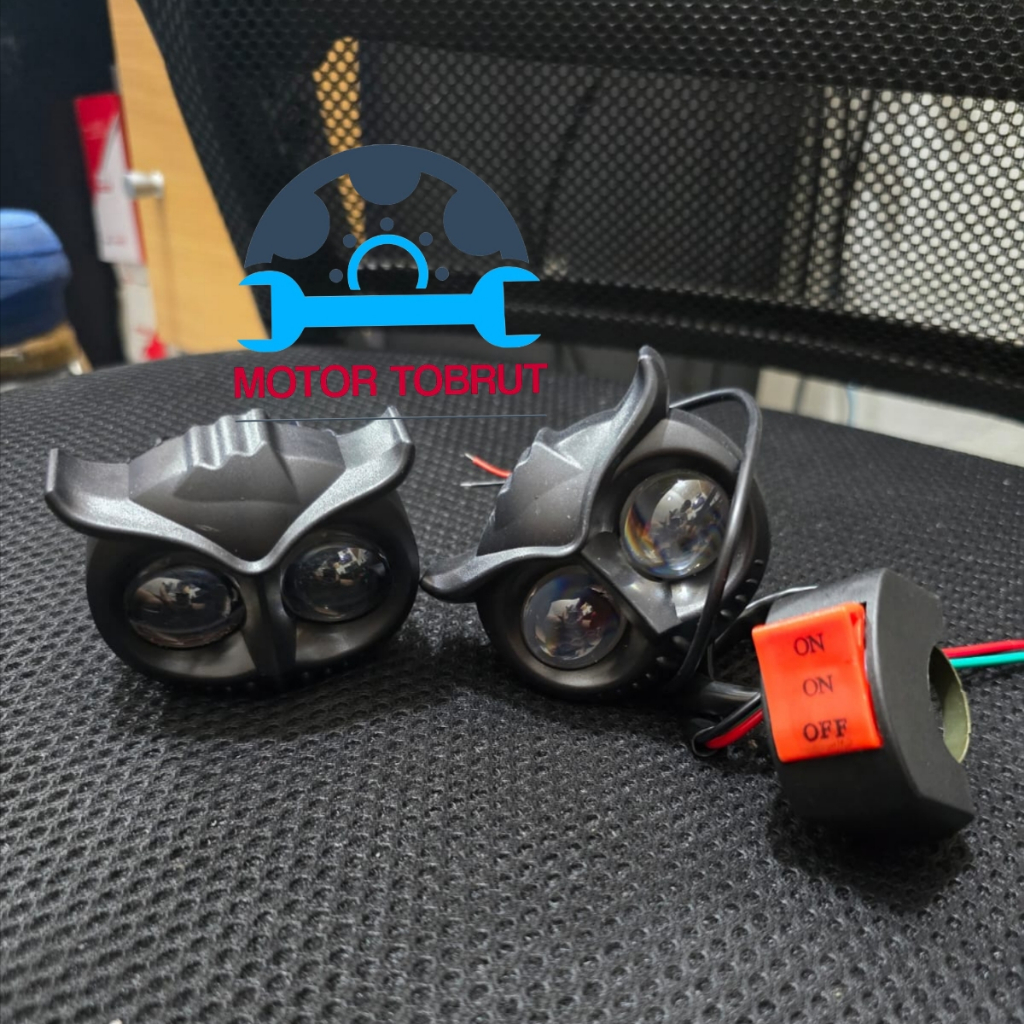 LAMPU TEMBAK MOTOR SUPER TERANG LAMPU TEMBAK LED MOTOR OWL 2 MATA UNIVERSAL