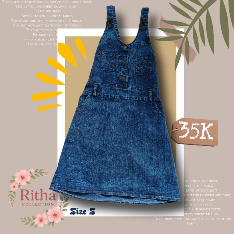 DRESS DENIM OVERALL - BAJU KODOK WANITA JEANS - DRESS KODOK JEANS - PRELOVED 95%