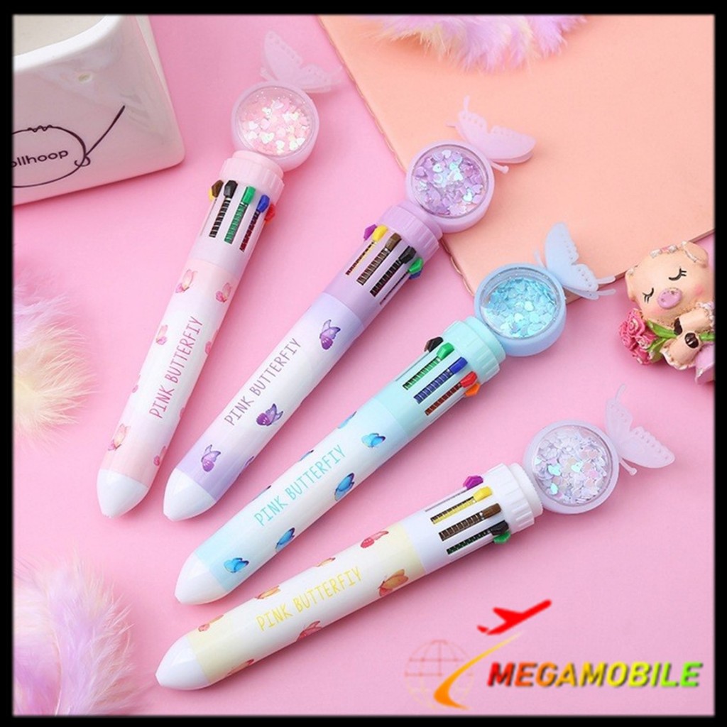 

MM - Pulpen Gliter Motif Kupu-Kupu Pulpen 10 Warna Aesthetic Pena Ballpoint Karakter Lucu