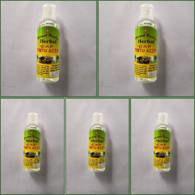 5 PCS (Warna Putih) Minyak Rambut Herbal PINTU ACEH 100 ml Original & Asli