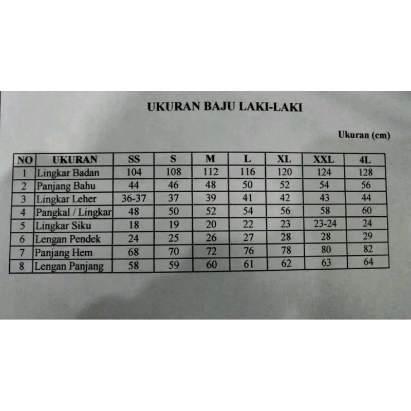 POLA PAKAIAN BAJU KOKO LENGKAP