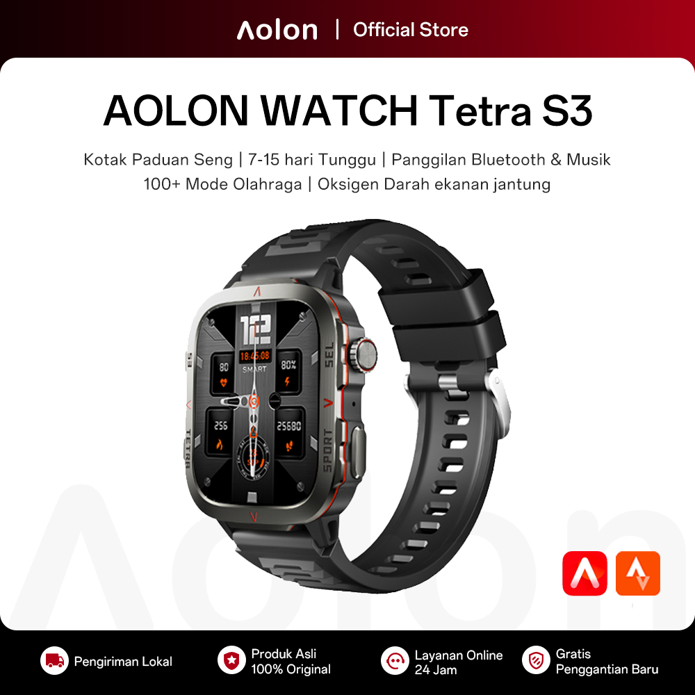 Aolon Tetra S3 Smartwatch Original Exclusive Aolon Wallpaper 420mAh Battery Bluetooth Call Smart Wat
