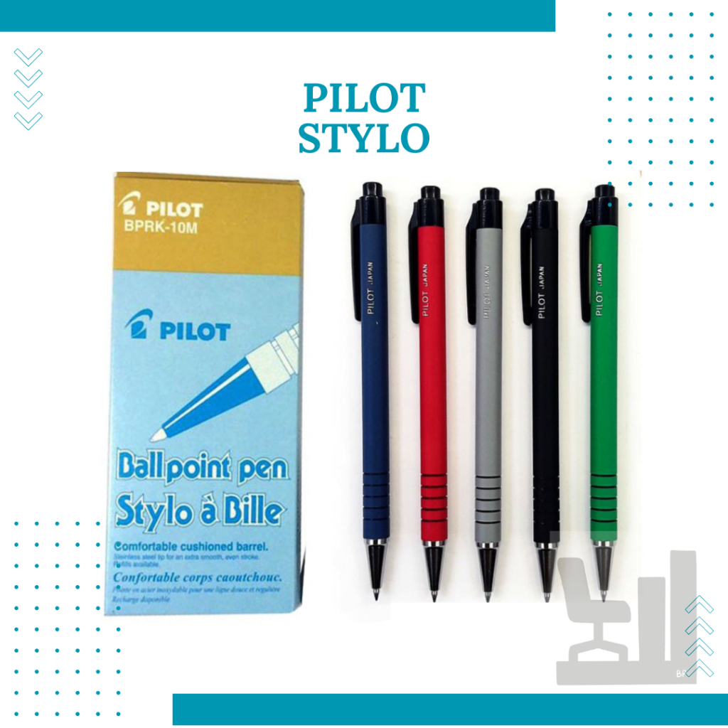 

(1 PCS) Ballpoint PILOT Stylo Black Ink BPRK-10M | 0,5 mm | Bolpen Hitam Pilot | bolpen jadul