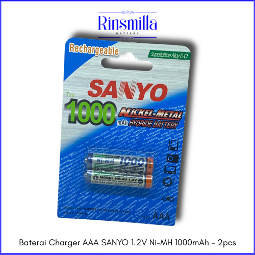 Batre/Baterai Charger AAA SANYO 1.2V Ni-MH 1000mAh - 2pcs