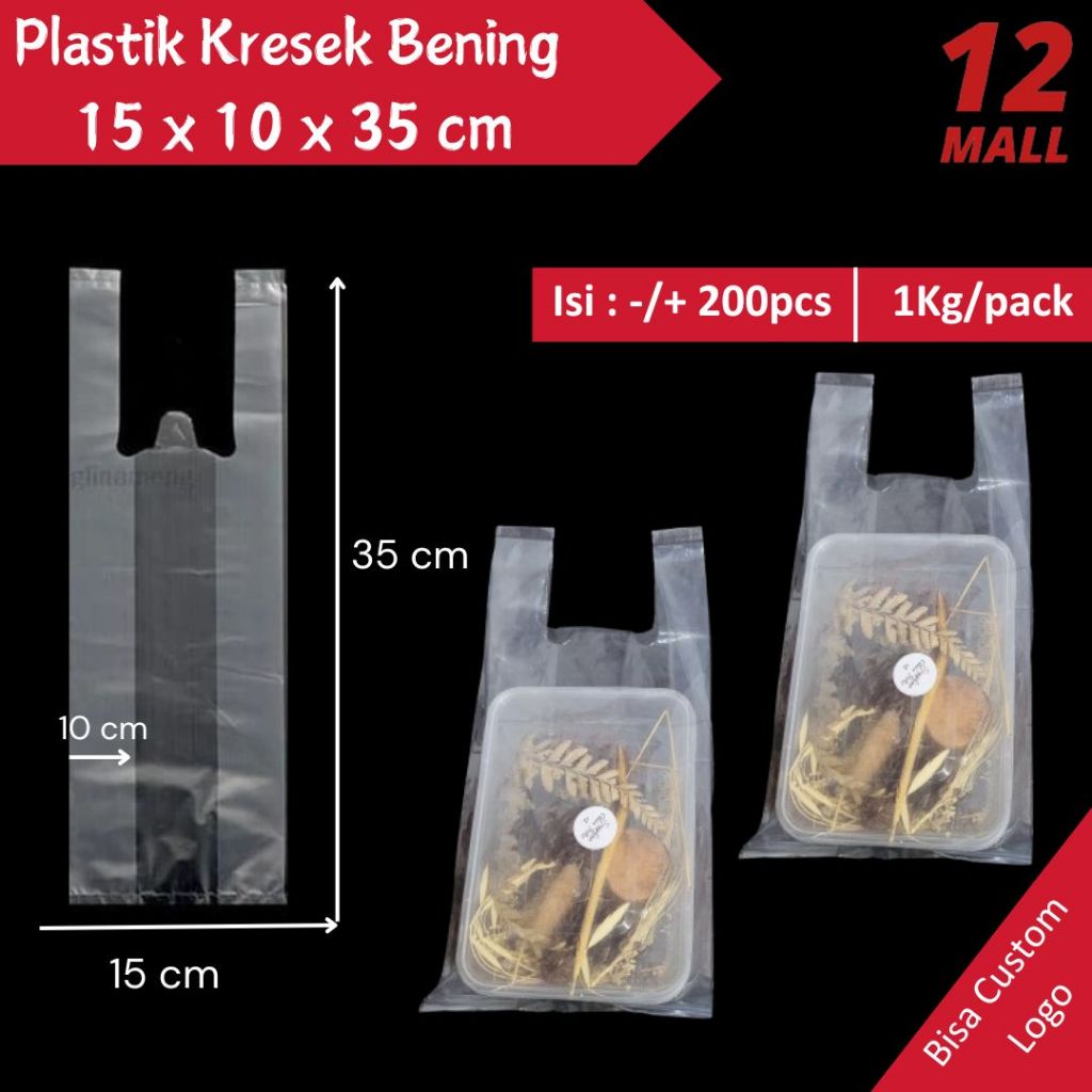(1 PACK) Plastik Bening Tebal Makanan Box 15X35 CM / Kantong Kresek PE Packaging Premium