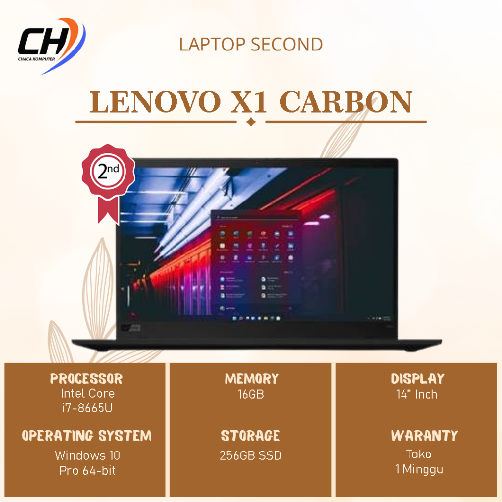 Laptop Lenovo Thinkpad X1 Carbon Second - RAM 16GB SSD 256GB