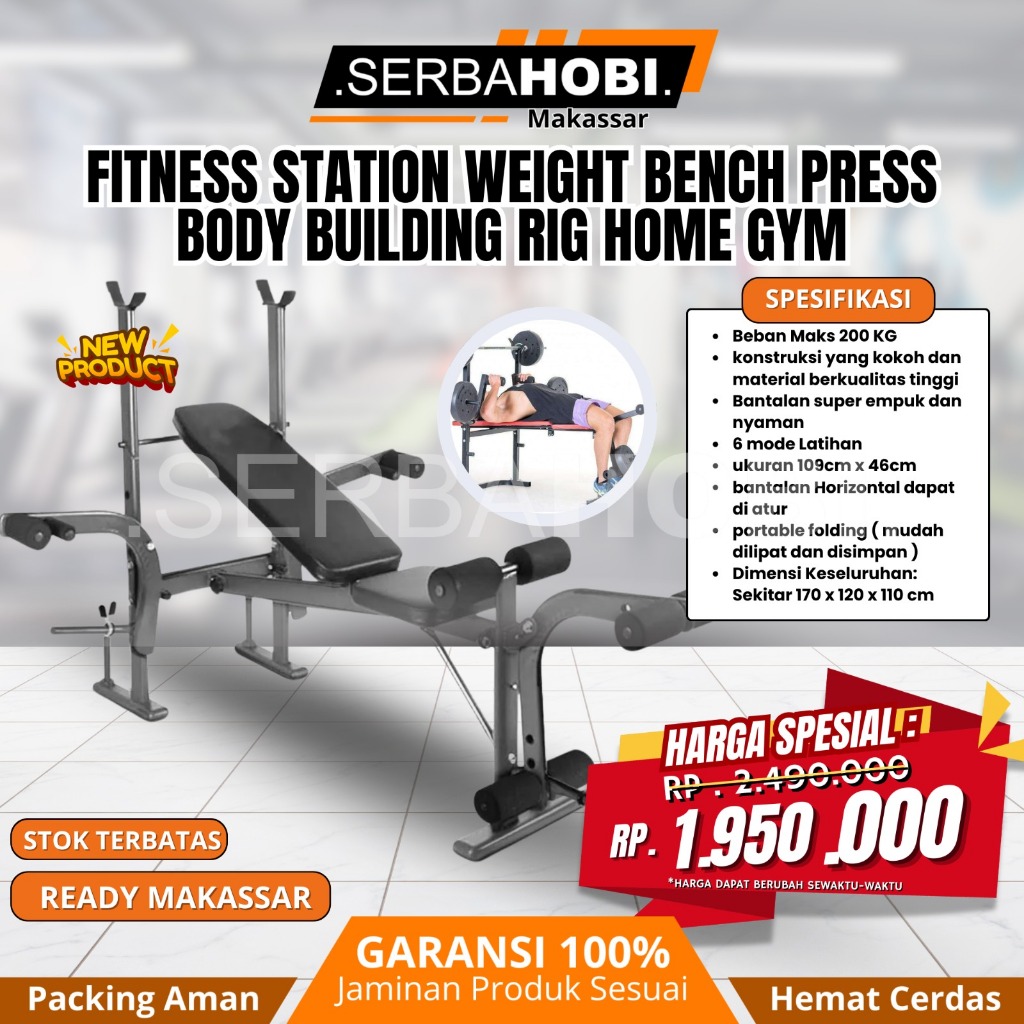 Fitness Station Weight Bench Press Body Building Rig Home Gym / HomeGym Multifungsi