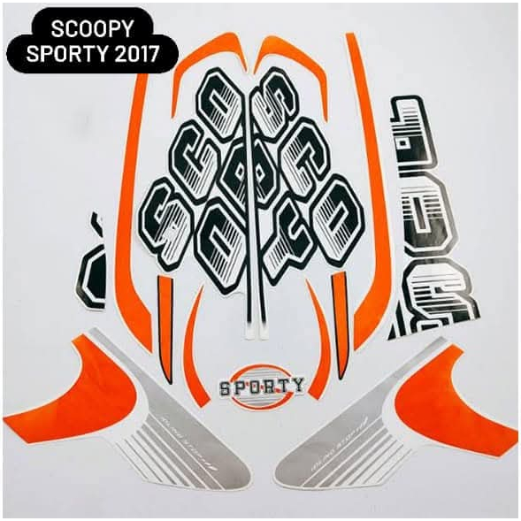 Stiker Striping Honda Scoopy Sporty 2017 Orange Hitam List Body Motor Honda Scoopy Sporty 2017