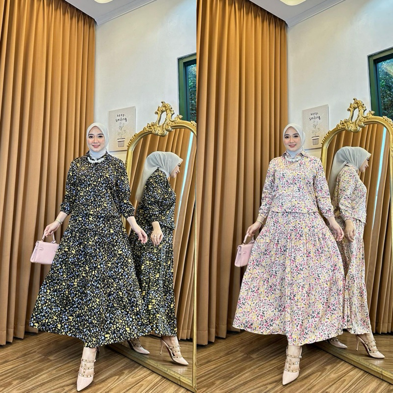 TATAOS BANGKOK BY ZR AVERLA SYLARA SET SETELAN ROK FLARE BUNGA ETNIK TAG LABEL COTTON IMPORT